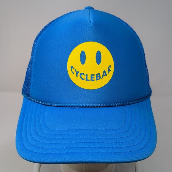 Cyclebar Smiley Snapback Trucker Hat Blue One Size Mesh Back Rope Poly Otto - Picture 2 of 9